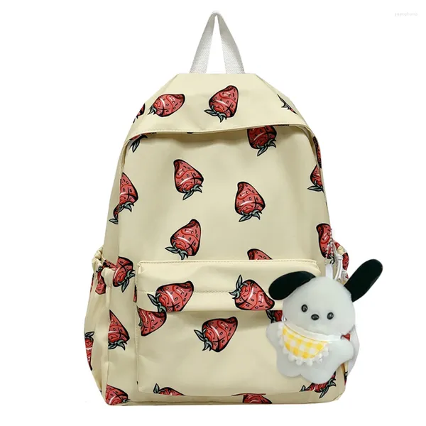 BASSE SCUOLA Girls Backpack Fashion Fragole carine Donne Donne di grande capacità Simple borse per adolescenti studentesche