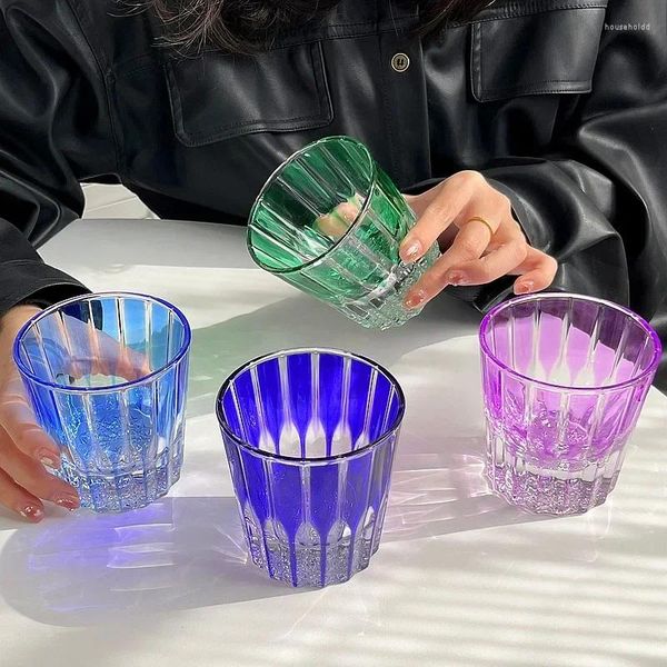 Tumblers Star Diamond Cut Cup Viski Bardakları Renkli Kristal Cam Ev Suyu Minimalist Stil Japonca Bar için