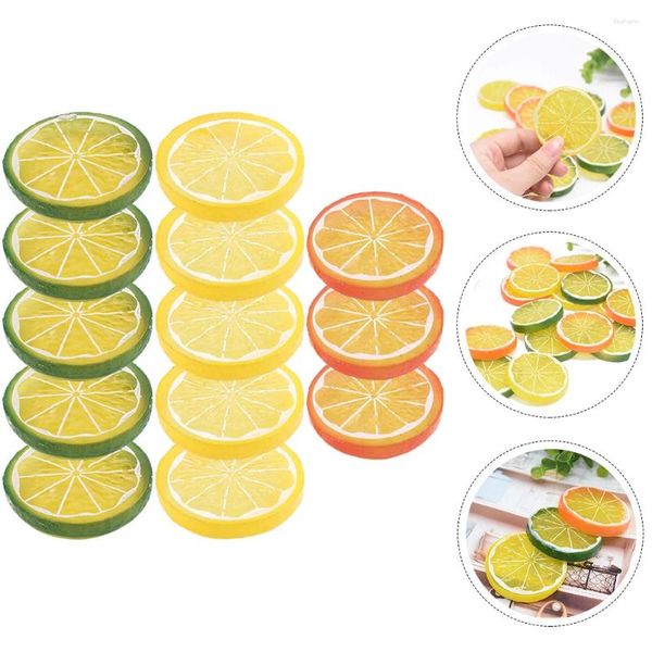 Decorazione per feste 13 pezzi imitazione fetta di decorazione per la casa simulazione Frutta nozze finta modella pvc cucina pografia oggetti di limoni fette