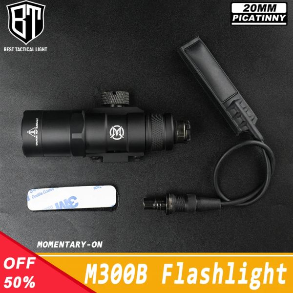 Escopos Surefir M300 M300B Lanterna tática de caça Airsoft Armas Scout Light Acessório com interruptor de pressão Faixa de 20 mm Picatinny Rail