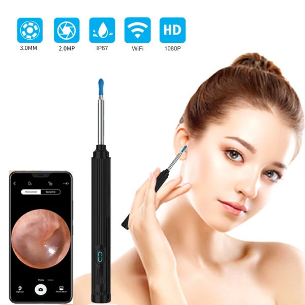 Trimmers WiFi Ohrreiniger Wachsentfernung mit 3 -mm -Kamera Otoskop 1080p Wireless Ohrreinigungskit Smart visueller Ohrstift für Android iOS