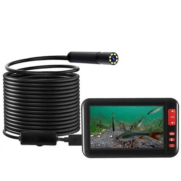 Линза HD Professional 1080p Fishing Camera с водонепроницаемой рейтингом IP68, 4,3 -дюймовым дисплеем и 8 светодиодными фонарями для подводной рыбы