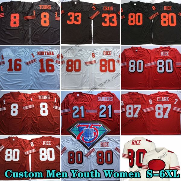 Custom 75th reminback 80 Jerry Rice 1962 Jerseys de futebol