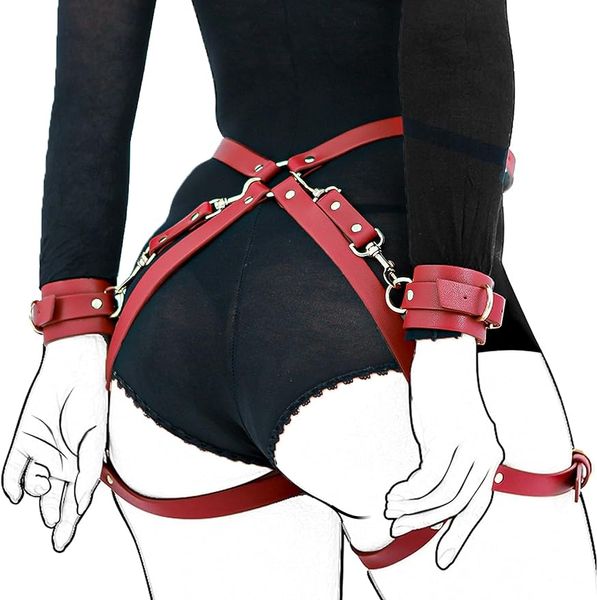 Bondage sessuale Kit BDSM Restensioni, manette regolabili anklethigh polsini con cinturino con croce bendata, giocattoli sesso di giochi di giochi per adulti per donne e coppie