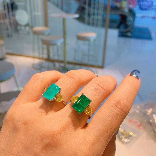 Ringe 2022 Neues Emerald Paraiba Turmaline Verstellbarer Ring Edelstein Schmuck verheiratetes Accessori Engagement Luxus Vintage Frau Geschenk