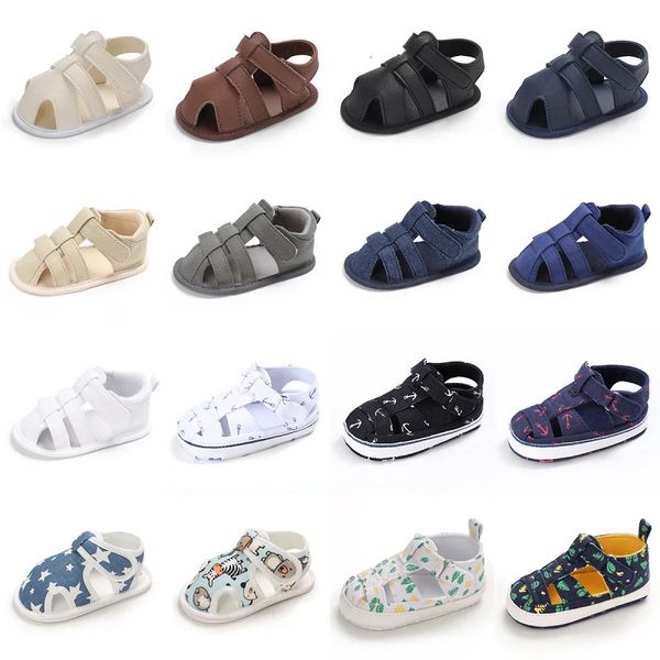 2023 Sommersandalen geborene Jungen und Mädchen weicher Sohle Nicht -Slip -Wanderschuhe weiße Taufe 018m 240415