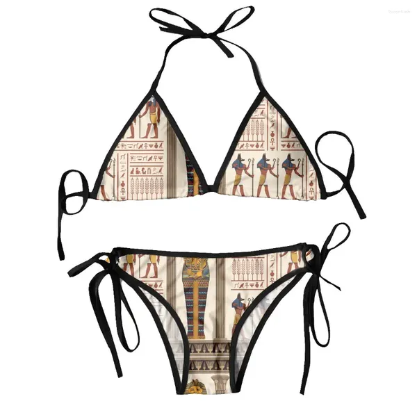 Swimwear femminile Donne set di bikini set di bikini reggiseno Halter perizoma da bagno per la spiaggia da bagno antico Egitto Antico Egitto