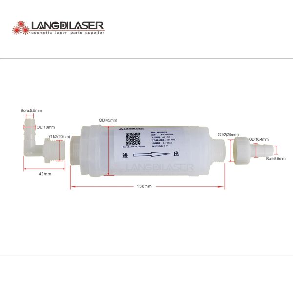 Purificatori Sistema di filtro dell'acqua laser di diodi per i peli laser di diodi Accessori per acqua industriale Filtro dell'acqua industriale per tubo morbido da 8 mm