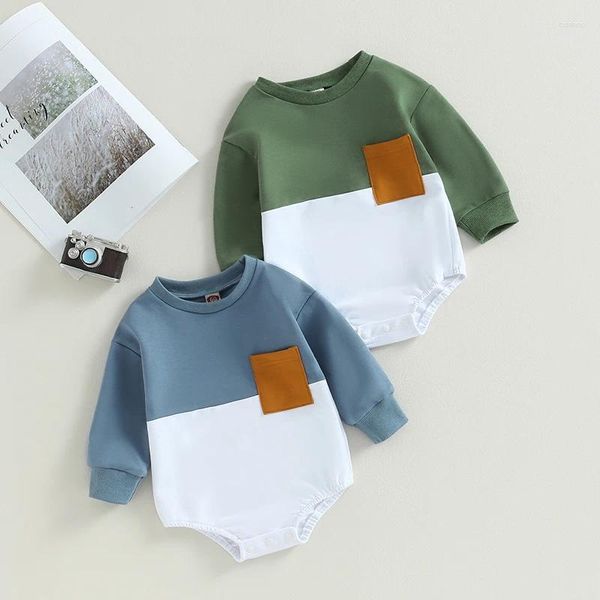 Batlar doğan bebek erkek kızlar sweatshirtler rahat moda uzun kollu kontrast renkli cep çocukları bebek tulumları sonbahar kıyafetleri