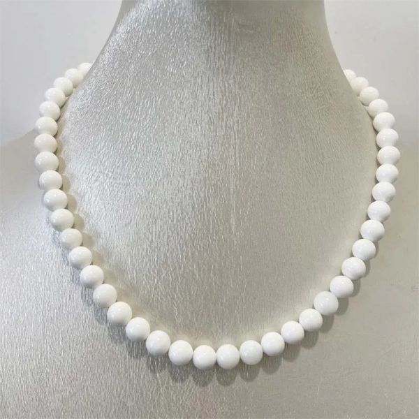Collane da 8mm Tridacna bianca perle collana con guscio in stile vintage guscio semplice chocatore femminile nodo amore collezione marittima regalo di moda