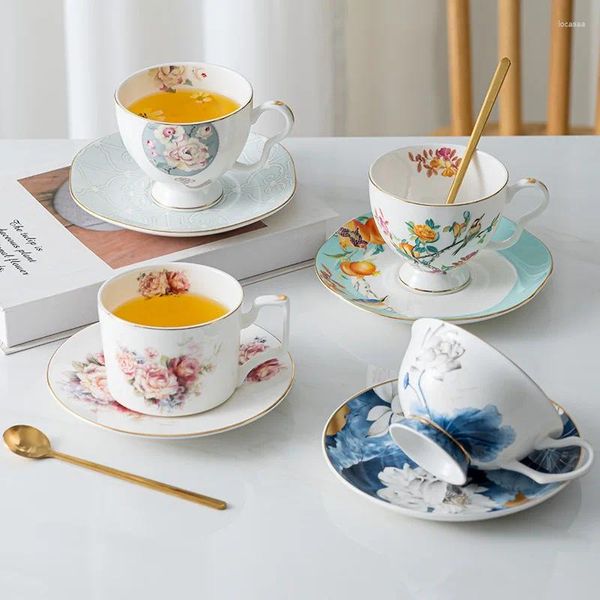 Caffettiera tazza e piattino set osso in porcellana retrò tazza creativa euro europlo regalo stampato in ceramica