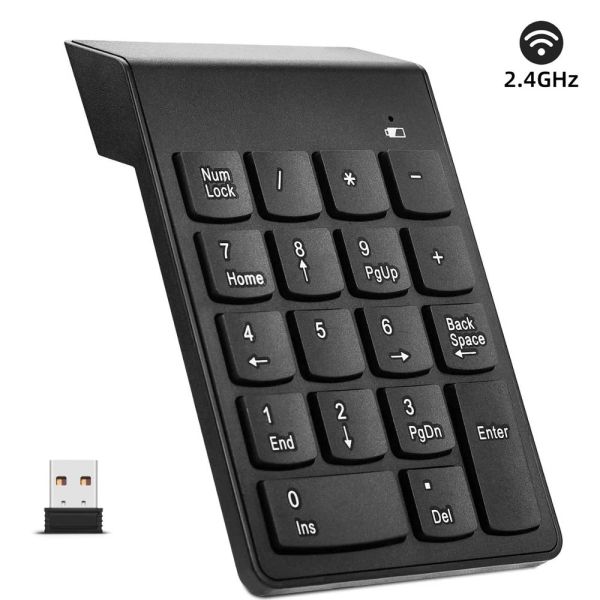 Tastaturen drahtlose numerische Tastatur 18Keys Portable Number Numpad mit 2,4 g Mini USB -Empfänger für Laptop Notebook Desktop Surface Pro PC