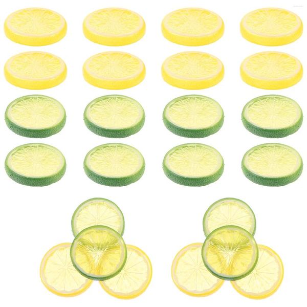 Dekorative Blumen 24 PCs Dekor Imitation Scheibe gefälschte POGRAGE FRUITS Scheiben Künstliche Simulation Zitronen