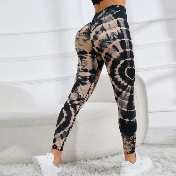 Leggings da donna tinta tintura sport stampare leopardi pantaloni sottili senza cucitura a salvata