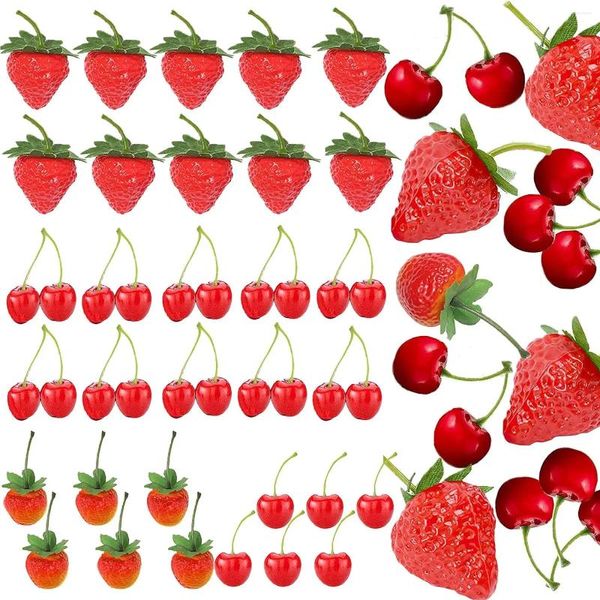 Party -Dekoration 32pcs künstliche Erdbeeren gefälschte Fruchtkirschen Simulation Realistisches Plastikdekor für Hochzeitspfografie Requisite