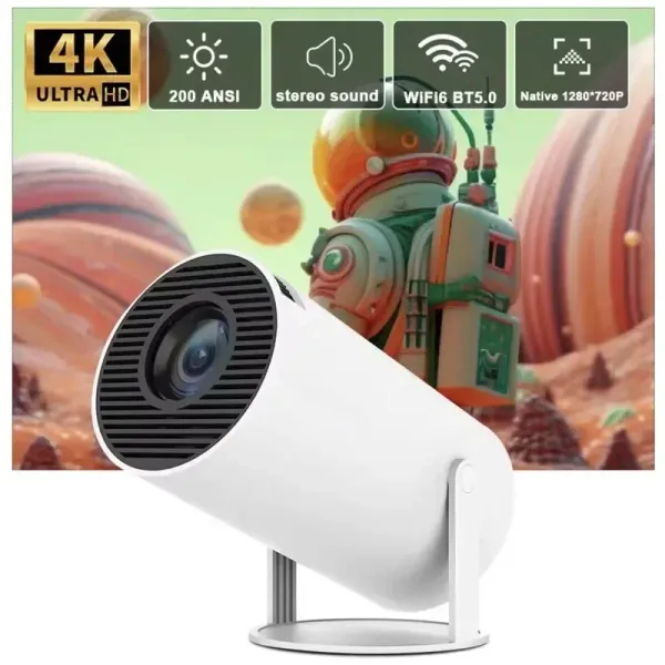 Lautsprecher 2024 neuer Projektor Hy300 4K Android 11 Dual WiFi6 200 ANSI Allwinner H713 BT5.0 1080p 1280*720p Home Cinema Outdoor Projetor