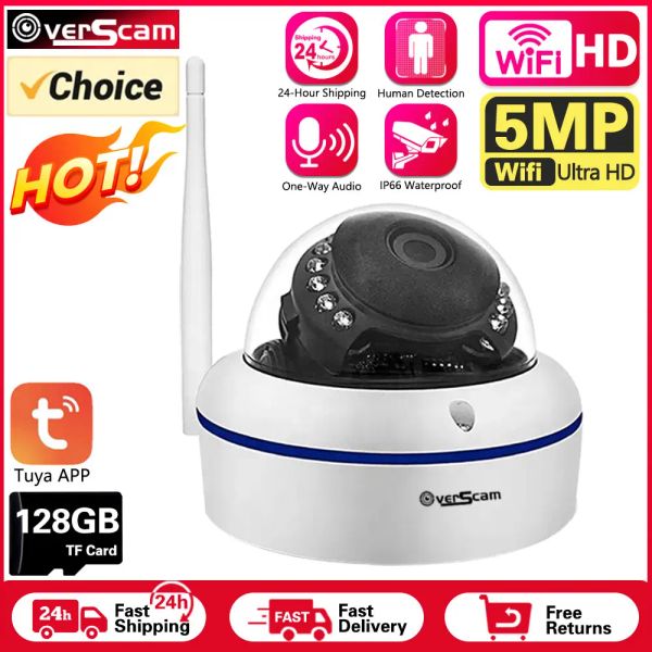 Controle Tuya Smart Life Dome Câmera 5MP Wi -Fi Indoor Antena única IP67 Proteção à prova d'água de CCTV Câmera de movimento móvel móvel móvel