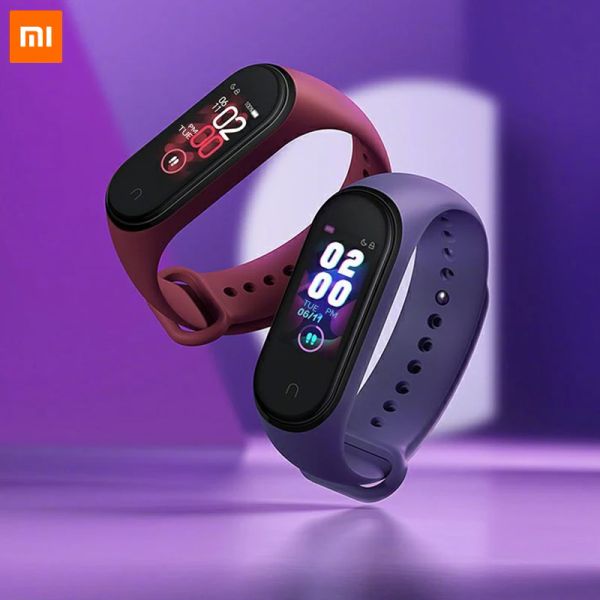 Armbänder Xiaomi Original Mi Smart Band 4 Armband AMOLED 2,5D 0,95 Zoll Farbbildschirm 5atm Bluetooth 5.0 Herzfrequenzsensor MiBand Armband