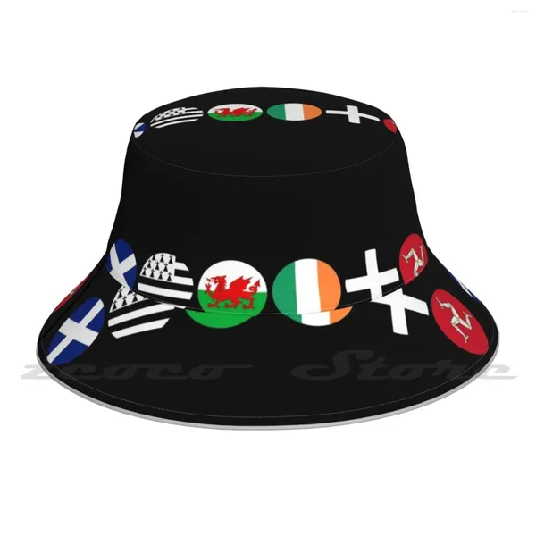 Bandeiras Bandeiras Círculos da Escócia Brittany Wales Irlanda Cornwall Isle of Man Cap Diy Dobrável Solshade Fashion Leisure Bucket Hat Hat