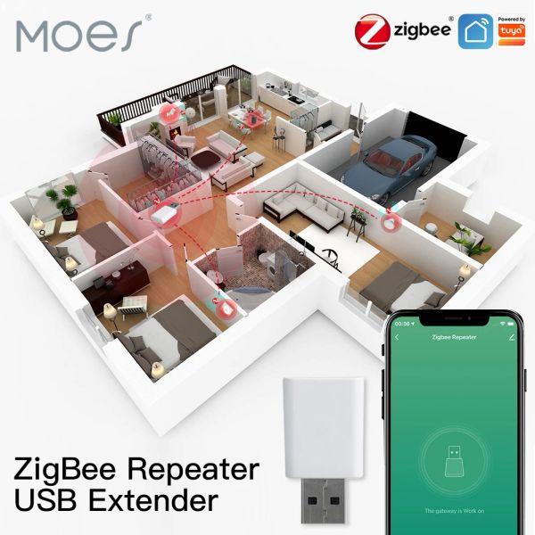 Control Moes Tuya Zigbee Signal Repeater Amplificatore Extender USB per dispositivi intelligenti Espandi trasmissione stabile 1520m Modulo domestico