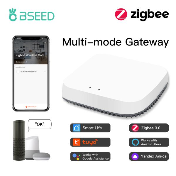 Контроль BSEED TUYA ZIGBEE SMART GATEWATE HATELE HUB WIRLESS HOME BRIDGE WIFI Switch Удаленный контроллер Работа с Smart Life Alexa Google Home