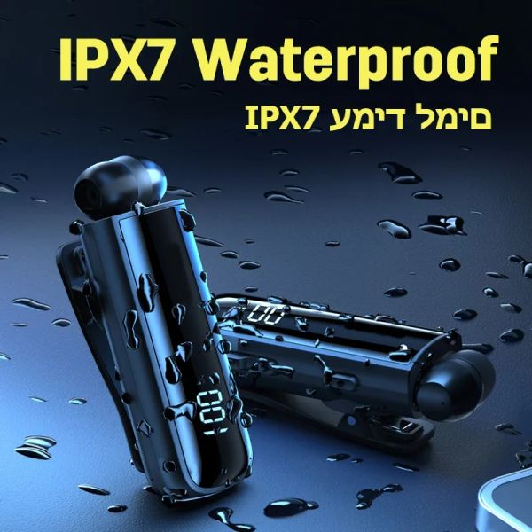 Наушники IPX7 Водонепроницаемая шумоподавляя Беспроводная беспроводная наушника Bluetooth Напомнить вибрацию выдвижной гарнитуру BT5.2 Talk 25 часов 170 мАч