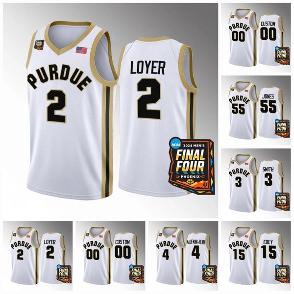 Purdue Boilermakers 2024 NCAA March Madness Finale Four Trikots Purdue Boilermakers 2 Fletcher Loyer Braden Smith 55 Lance Jones