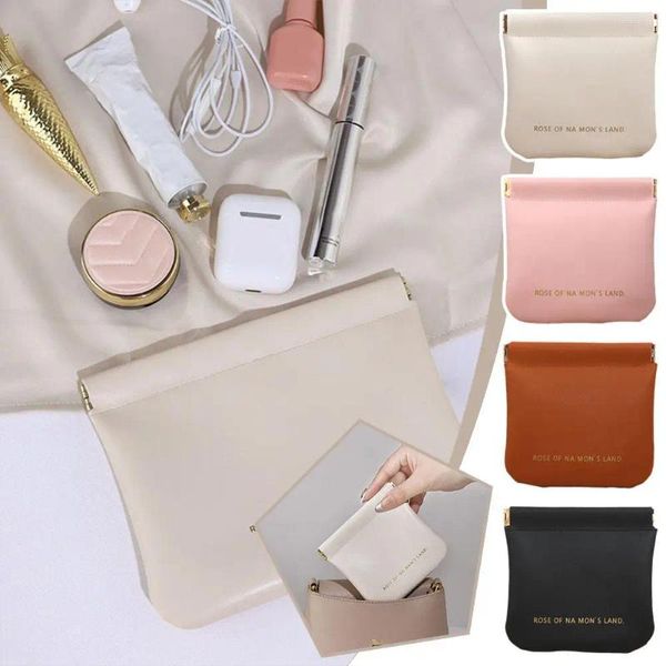 Caixas de armazenamento 1pc Mulheres Bolsa de Cosmética PU Batom de couro Dados -chave fazem de viagens Organizador à prova d'água Cor Mini -Up Pouch Z3N0