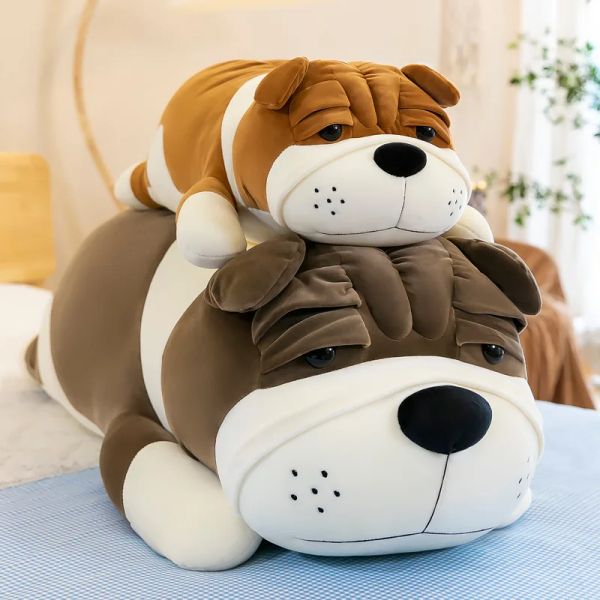 Puppen 80 cm Kawaii Shaggy Hund Plüsch Doll Kissen Spielzeug süße weich gefüllte tier Shar Pei Hund Plüsch Kissen Kinder Spielzeug Geburtstags Weihnachtsgeschenke