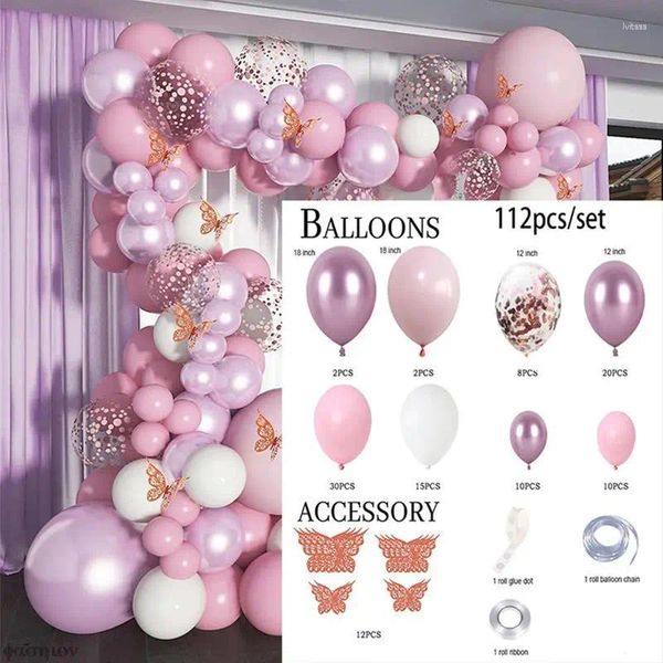 Party -Dekoration 1 Set süße Luftballons Garland Rose Gold Schmetterling Metal Pink Purple Globos für Geburtstag Hochzeit Ballon Bogen