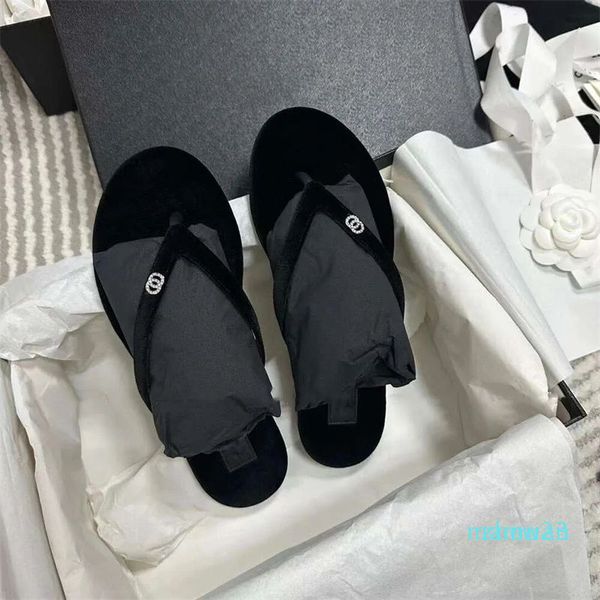 15a Slippers Diamond Velvet Herringbone 2024SS Summer Round Head Casual Versátil Lazy Bottom Mulheres