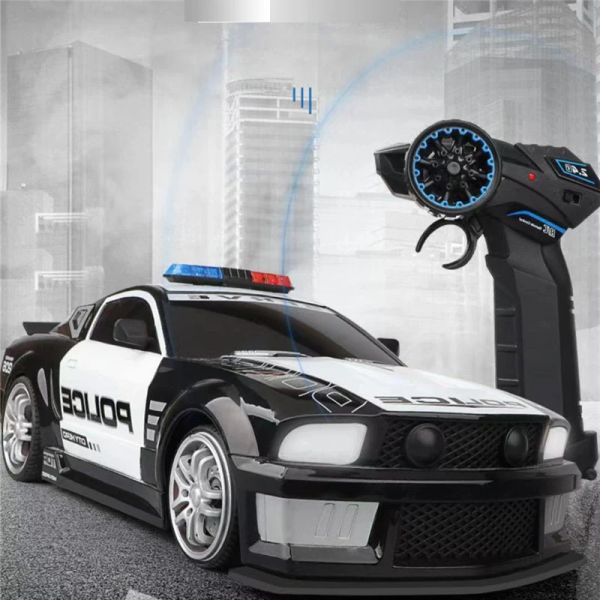 Modelo de carros da polícia de controle remoto de carro, máquina de alta velocidade controlada por rádio, brinquedos de deriva offroad para meninos, presente para crianças, 1:12, 2.4g