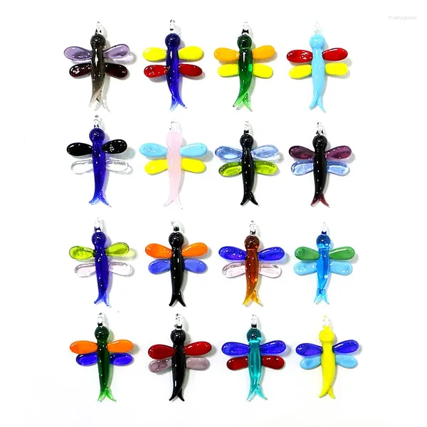 Dekorative Figuren 2pcs Schöne Libelle Fly Charms Glas Anhänger für handgefertigte Halsketten -Ohrring -Armbandzubehör DIY -Schmuck oder