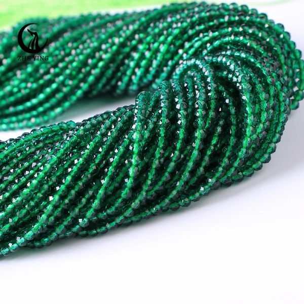 BEADS ZHE YING 50 fios/lote de esmeralda verde Hydro Beds 2mm Micro Micro Facetado Spacer Spacer Loose Contas para Jóias DIY