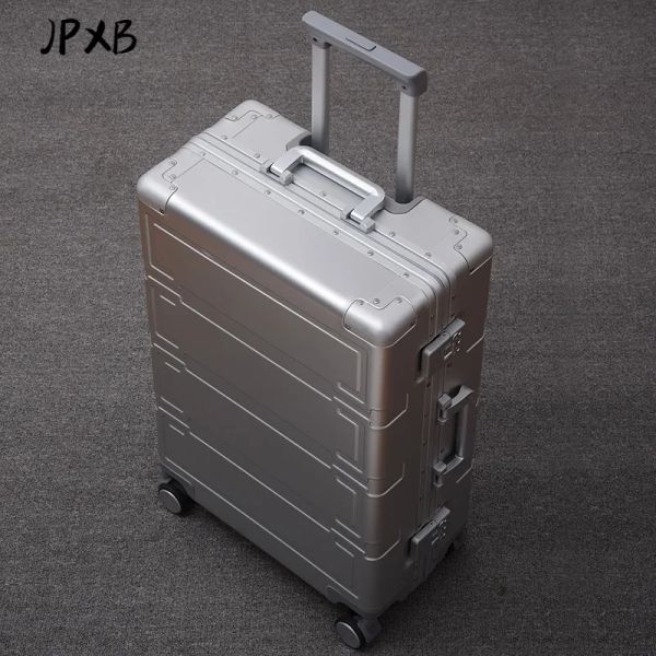 BAGGIO Versione classificata in alluminio in lega di viaggio in lega di viaggio con ruote di spedizione gratuita di medie dimensioni per bagagli in metallo box barra di disegno