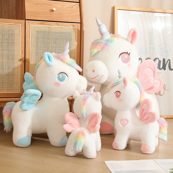 Bambola unicorno pegasus colorata, bambola per bambini, peluche, evento regalo di compleanno, pony rilassante