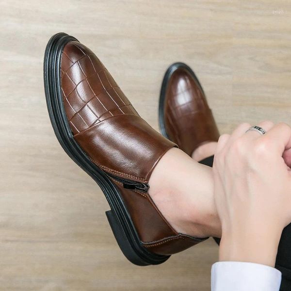 Vestido sapatos 2024 artes de ala de ala artesanal Oxford Cinza Brogue Men clássico Business Formal for Men