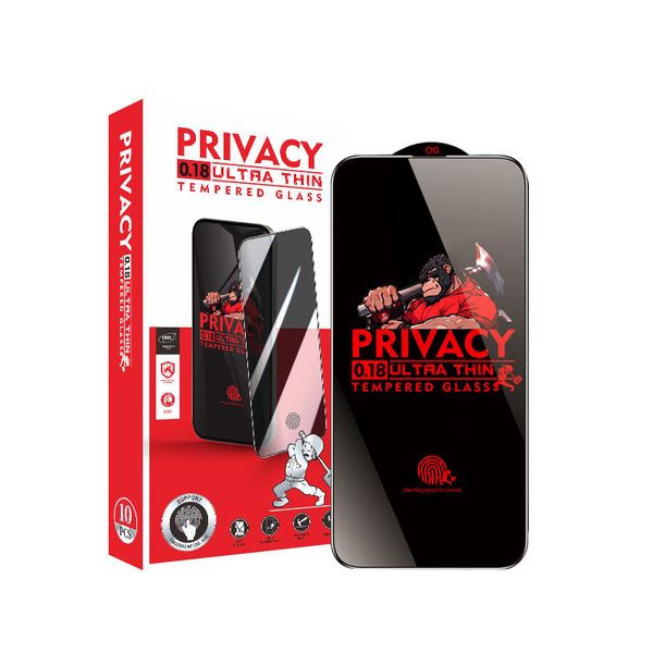 S24 Ultra Impronta digitale Sblocca 0,18 mm Privacy 2.5D Protettore per la schermata del telefono in vetro temperato per il Samsung Galaxy S24 S23 S22 S21 Plus Ultra con pacchetto Box