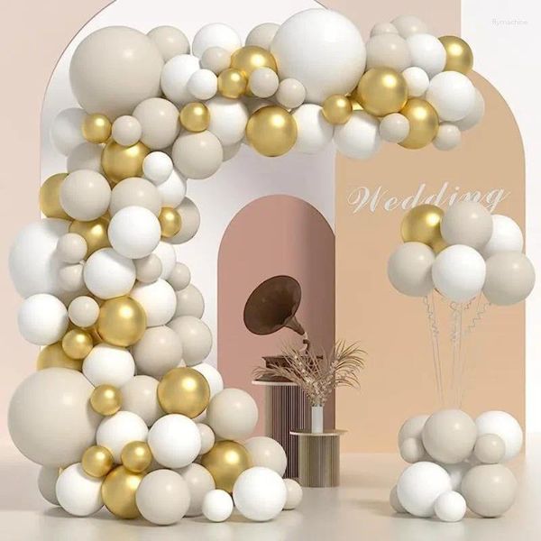 Parti Dekorasyonu 1set Beyaz Altın Balon Çelenk Kemeri Kum Düğün Bebek Duş Balonları Doğum Günü Dekorasyonları