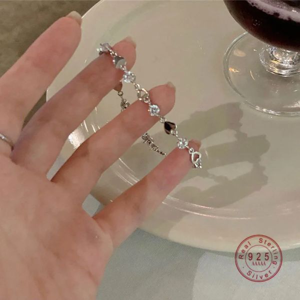 Strands European Requintado Heart Zircon Bracelet Women 925 Sterling Silver Trend Personality Girlfriends Gift Jewelry