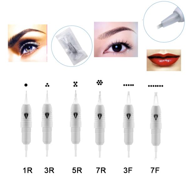 Maschinen 50pcs Mikronadeln Augenbrauen Lippen Eyeliner Tattoo Nadel 1RL RUND DINER für Digital Liberty/Charmant Permanent Make -up -Maschine