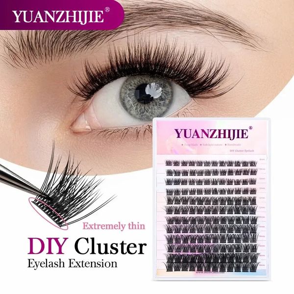 Mix Color 144 Russisches Volumen Yuanzhijie falsche Wimpern natürliche weiche DIY -Cluster -Segment Wimpern Netter Hirsch Regenbogen 240407