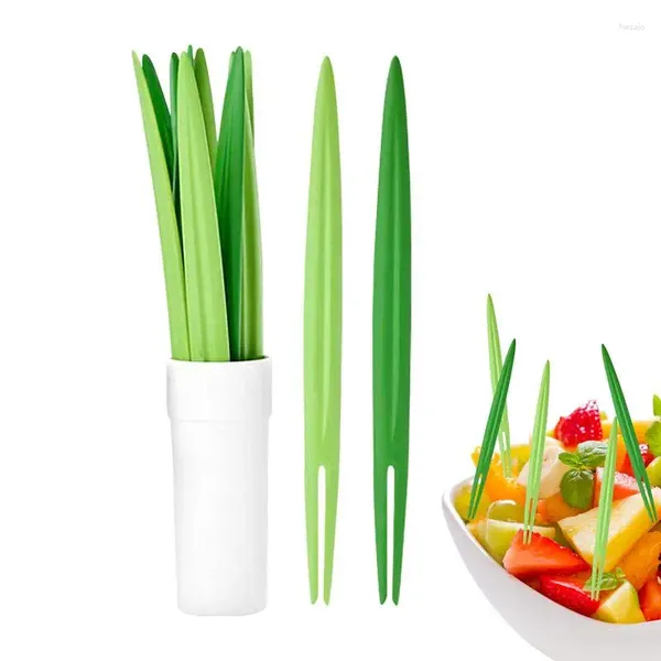 Forchette forchetta di frutta pick 10pcs a forma di foglia verde piccolo decorativo per fragole uva graziosa insalata di antipasti