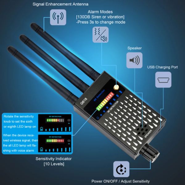 Detector G618 Anti Spy RF CDMA Signal Finder per GSM Bug GPS Tracker Wireless Camera intercetta