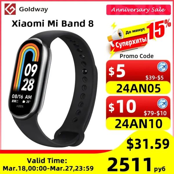 Pulseiras xiaomi mi banda 8 pulseira inteligente 7 colorido tel amoled miband 8 traker de fitness de oxigênio no sangue Bluetooth à prova d'água banda smart 8