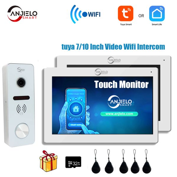 Controllo tuya da 7/10 pollici Touch Monitor Video WiFi Intercom Tuya Smart Home Video Sistema del campanello 1080p 160 ° Camera da campanello cablato Full