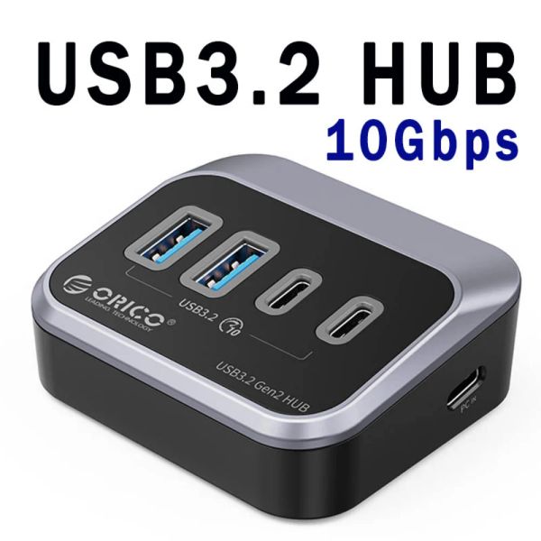 Hubs orico abs 10gbps usb3.2 hub superespeed typeec splitter otg adaptador com porta de alimentação USB C para acessórios de computador do MacBook