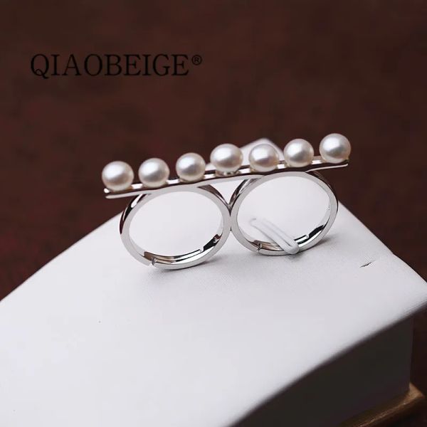 Ringe Qiaobege 2pcs Neu 925 Sterling Silber Großhandel Balance Beam -Form Ring Mode Schmuck Ring für Frauen Bestes Geschenk