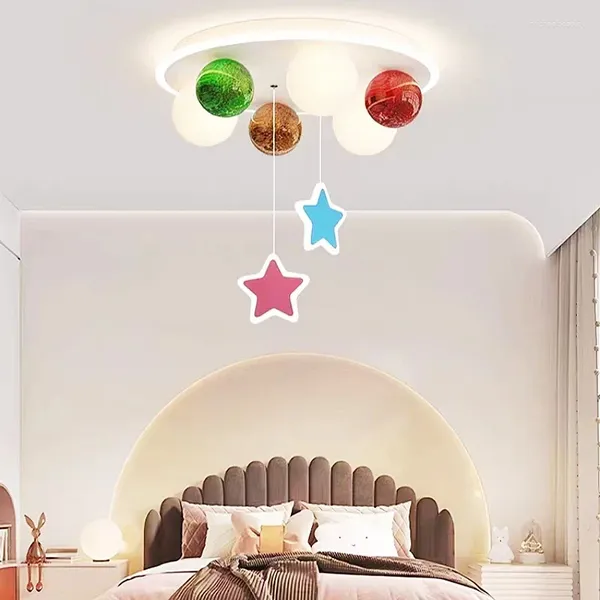 Lustres lustres coloridos lustres de vidro com lâmpadas de bola de bolha de estrela pendurada lâmpadas de teto lâmpadas infantis infantil lâmpada de quarto