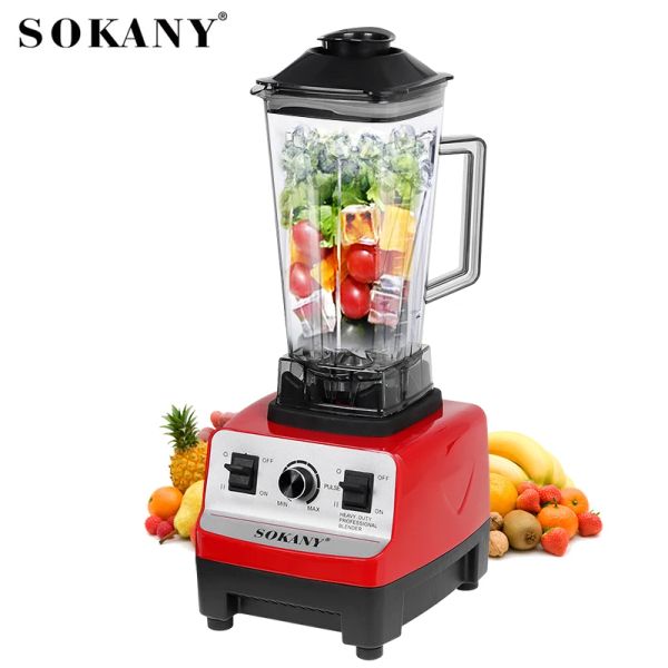 Misturadores Sokany 4500W de serviço comercial para uso automático Misturador automático Mistor de alimentos Fruit Processador de fruta Smoothies de gelo BPA Free 2L Jar 2L